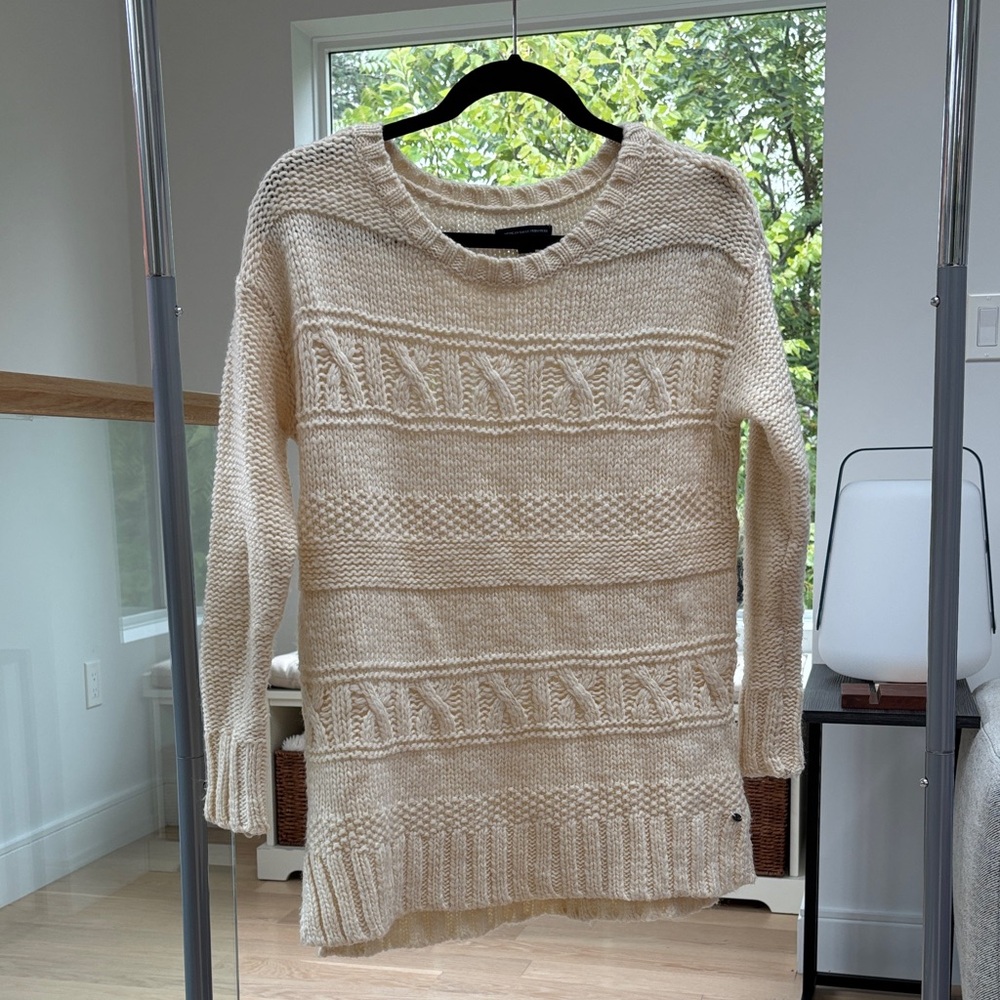 American Eagle Outfitters Beige Cable Knit Sweater